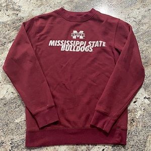 Maroon Mississippi State Bulldogs sweatshirt with white writing